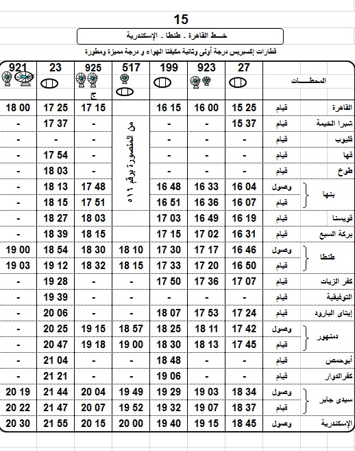 مواعيد قطارات طنطا القاهرة المكيفة 2018