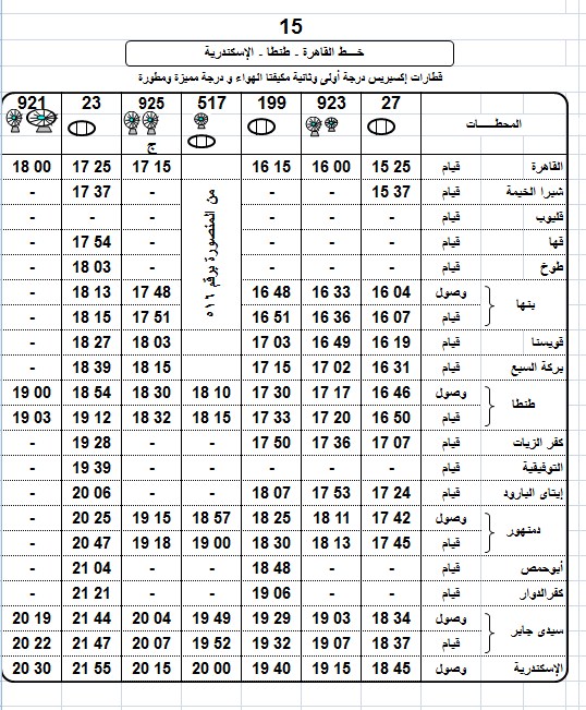 مواعيد قطارات الاسكندرية القاهرة 2018 واسعار التذاكر