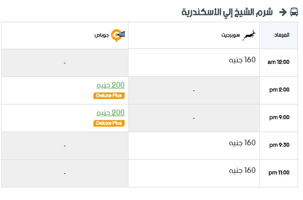 مواعيد سوبر جيت شرم الشيخ إلي الأسكندرية واسعار التذاكر