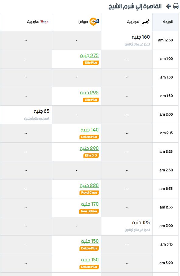 مواعيد سوبر جيت القاهرة إلي شرم الشيخ واسعار التذاكر