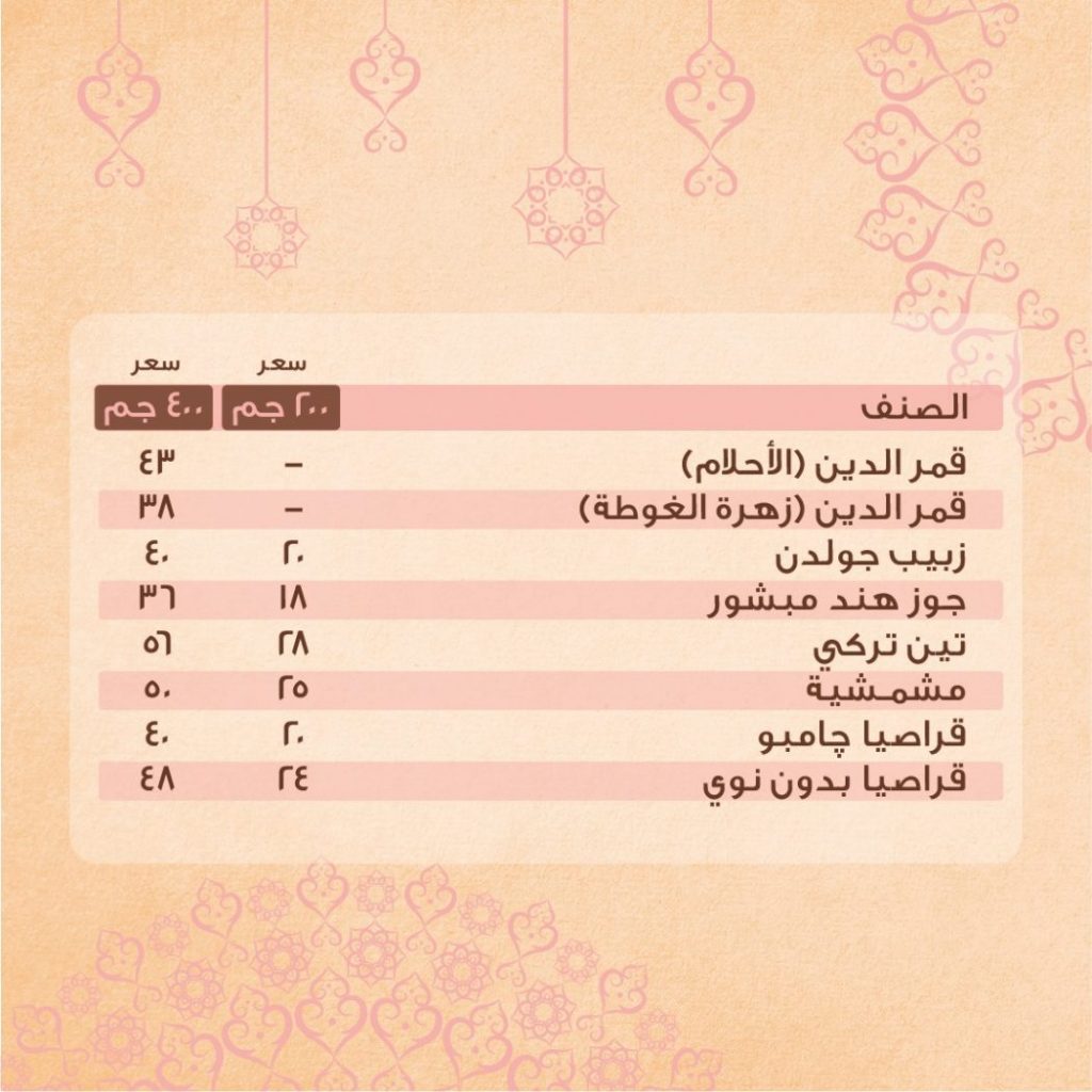 قائمة أسعار حلواني العبد