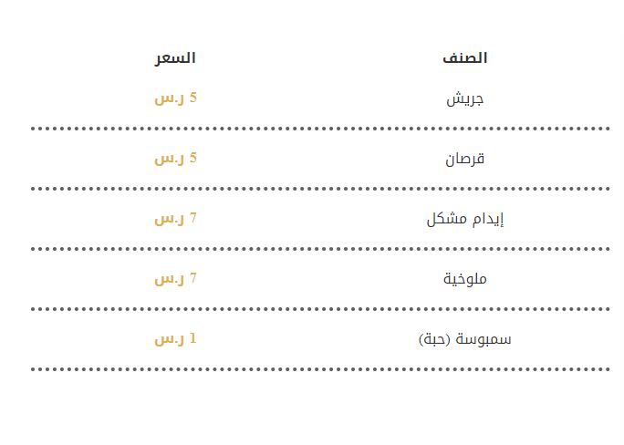 منيو وأسعار مطاعم السدة