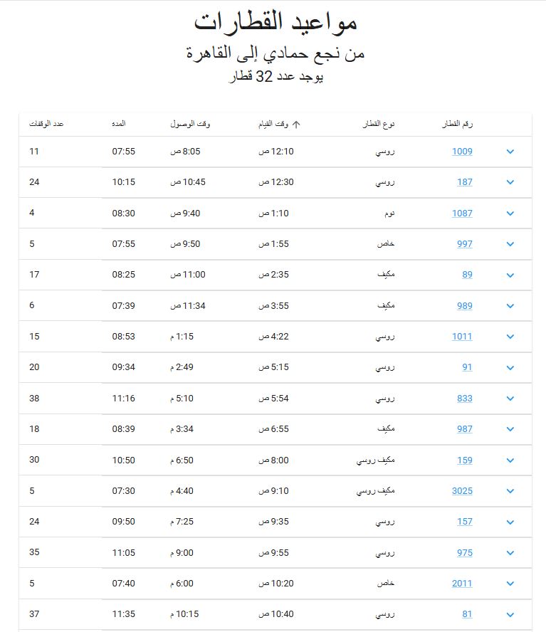 مواعيد قطارات نجع حمادي القاهرة